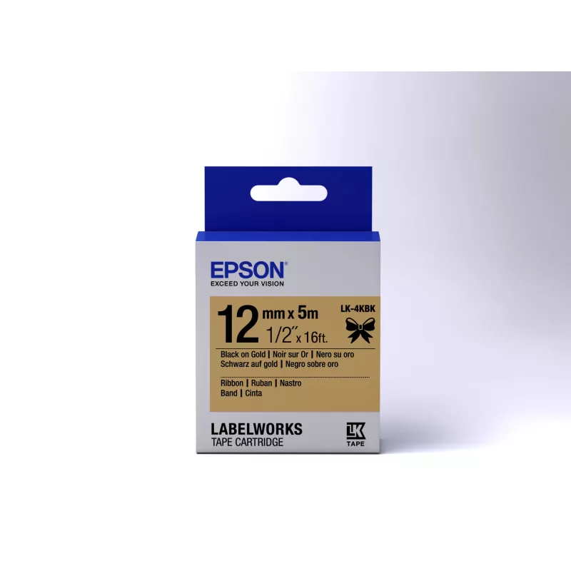 Epsoni sildikassett Satin Ribbon LK-4KBK Must/Kuldne 12 mm (5 m)