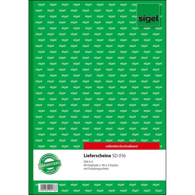 Kirjutusmärkmik Sigel SD016 A4 40 lehte roheline valge