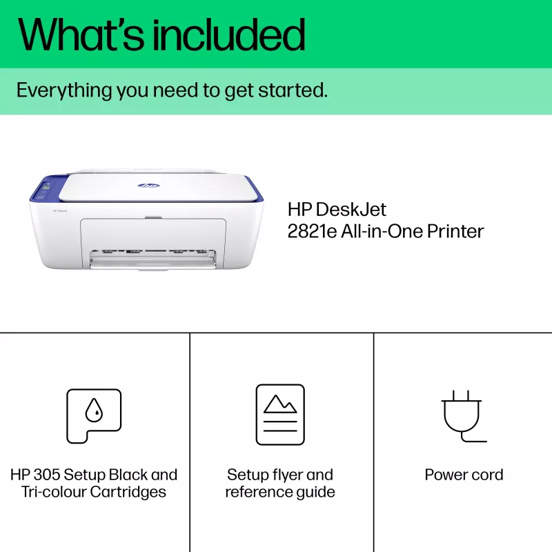 HP DeskJet 2821e juhtmevaba kõik-ühes värviprinter, Instant Ink; kopeerija, skanner