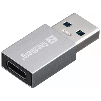 Sandberg USB-A USB-C-pistikule adapter, USB-A, USB-C, Alumiinium