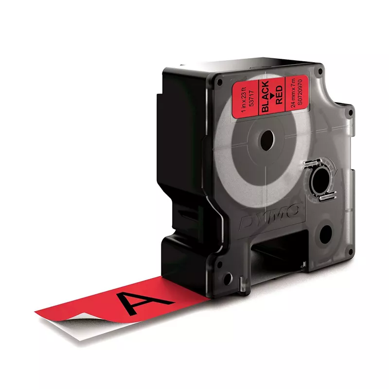 DYMO autentsed D1 sildid | 24 mm x 7 m rull | Must trükk punasel | Isekleepuvad sildid LabelManageri etiketiprinteritele