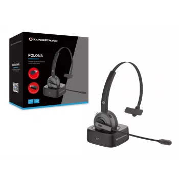 Conceptronic POLONA juhtmevaba Bluetooth-peakomplekt laadimisaluse ja Bluetooth-USB-heliadapteriga