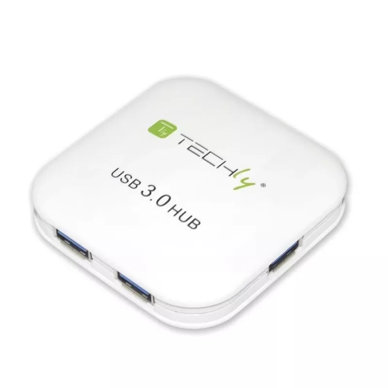 Techly USB 3.0 Super Speed Hub, 4 porti, valge, IUSB3-HUB4-WH, USB 3.2 Gen 1 (3.1 Gen 1) Type-A, 5000 Mbit/s, valge, 0,8 m, CE, RoHS, USB 2.0 USB 1.1