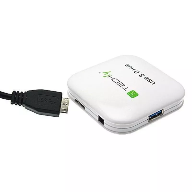 Techly USB 3.0 Super Speed Hub, 4 porti, valge, IUSB3-HUB4-WH, USB 3.2 Gen 1 (3.1 Gen 1) Type-A, 5000 Mbit/s, valge, 0,8 m, CE, RoHS, USB 2.0 USB 1.1