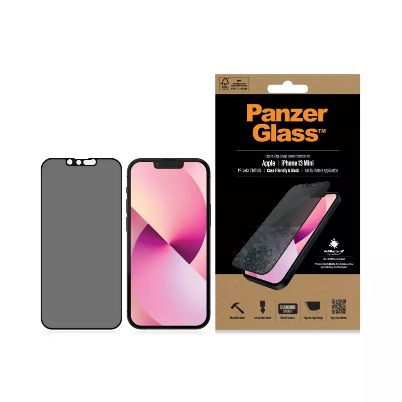 PanzerGlass privaatsusekraani kaitse Apple iPhone 13 Mini servast-servani kriimustus- ja põrutuskindel