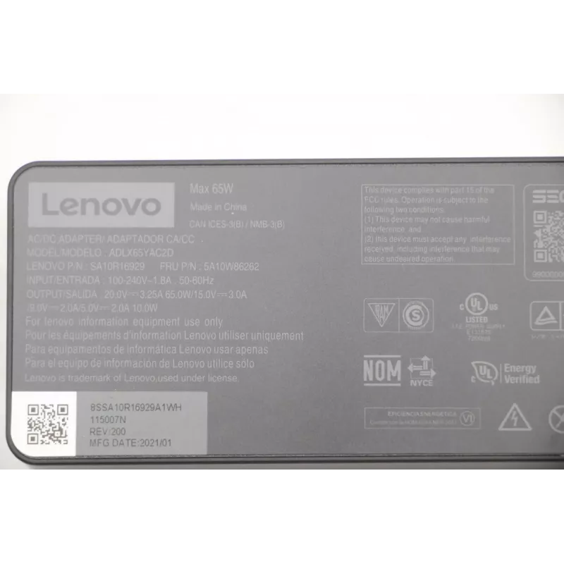 Lenovo 5A10W86262 toiteadapter/inverter Siseruumides 65 W Must