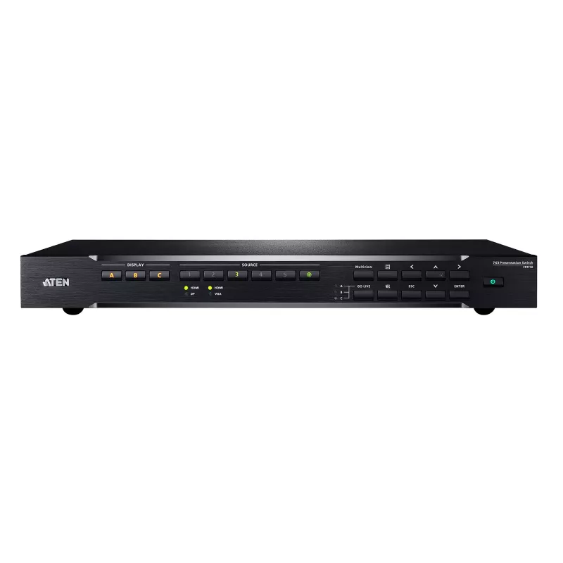 ATEN 7 x 3 esitluslüliti, HDMI, metall, must, 60 Hz, 1080p, 1920 x 1200 pikslit