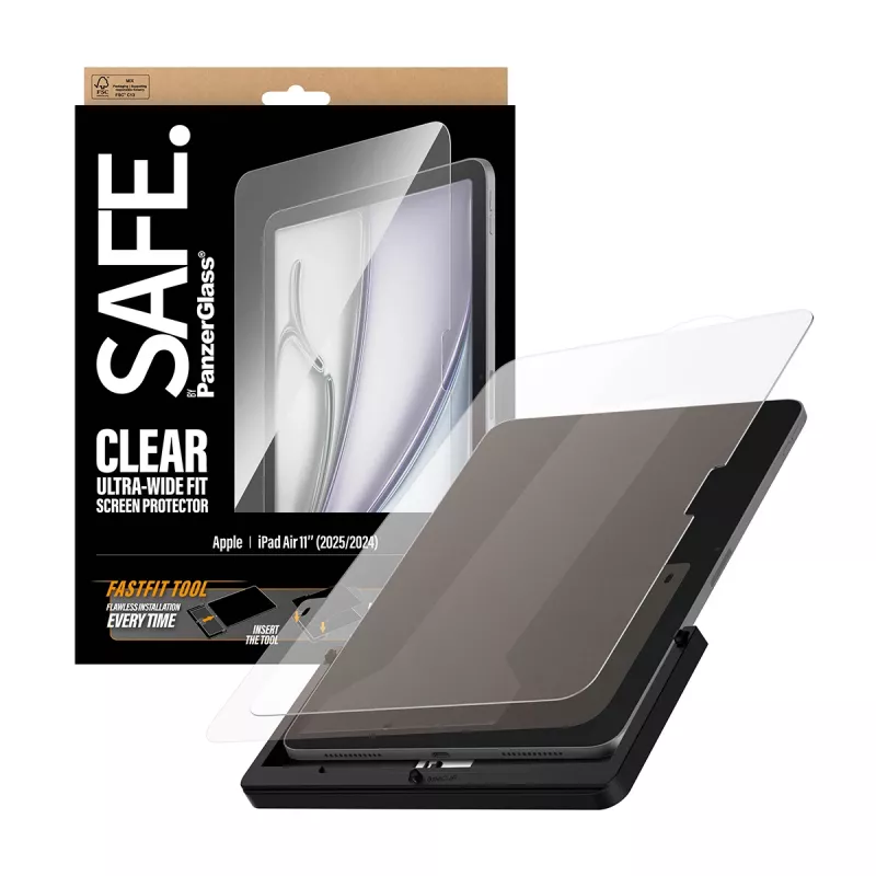 PanzerGlass SAFE. by ® ekraanikaitse iPad Air 11 tolli (2024-2026) | Ultra-Wide Fit koos Fastfiti tööriistaga
