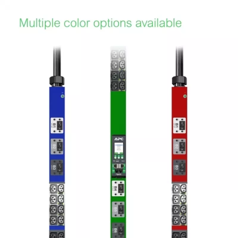 APC NetShelter Rack PDU Advanced, mõõdetud väljund, 3PH, 22,1 kW 400 V 32 A või 17,3 kW 415 V 30 A, 48 väljundit, IEC309