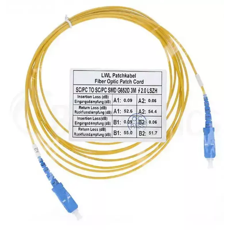 Fiiberoptiline kaabel BlueOptics SFP2222BU10MK SC G.657.A1 10 m kollane