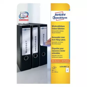 Avery L4761REV-20 isekleepuv silt Ümardatud ristkülik Eemaldatav Valge 80 tk