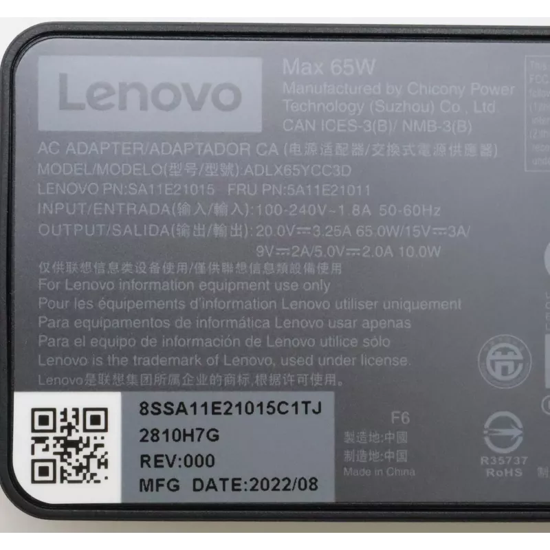 Lenovo 5A11E21011 toiteadapter/inverter Sisetarbimiseks 45 W Must