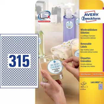 Isekleepuv ringikujuline silt Avery L6019REV-25