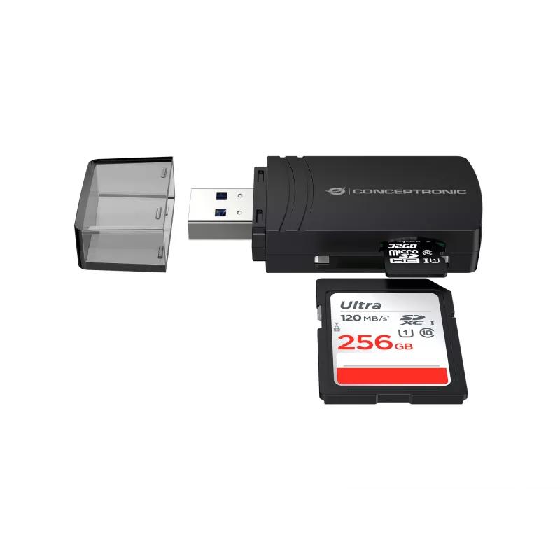 Conceptronic BIAN06B SD TF/MicroSD 4.0 kaardilugeja, UHS-II, USB 3.0, 5Gbps