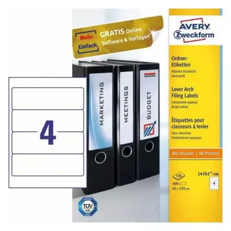 Isekleepuv silt Avery L4761-100 Ümardatud ristkülik