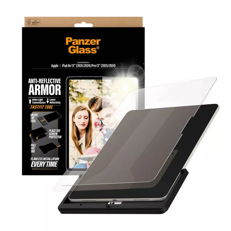 PanzerGlass ® Anti-Reflective Armor ekraanikaitse iPad Air 13 tolli (2024-2026) | Pro 13 tolli (2024-2025) | Ülilai sobivus koos Fastfit tööriistaga
