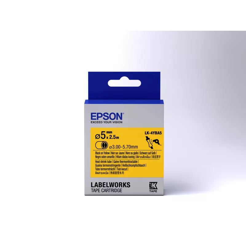 Epson Label Cartridge Heat Shrink tube (HST) LK-4YBA5 must/kollane D5mm (2,5m)
