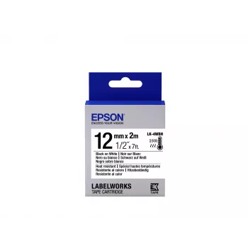 Epson Label Cartridge Heat Resistant LK-4WBH Must/Valge 12mm (2m)