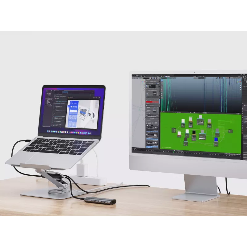 Conceptronic DONN27G, sülearvuti alus, hõbedane, alumiinium, 360°, USB 3.2 Gen 1 (3.1 Gen 1) USB-C, 5000 Mbit/s