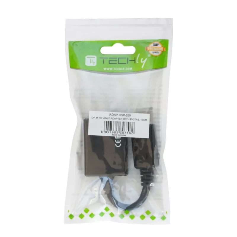 Techly DisplayPort DP to VGA adapter M F IADAP DSP-250, 0,07 m, DisplayPort, 2 x VGA (D-Sub), Isane, Emane, 1920 x 1200 pikslit