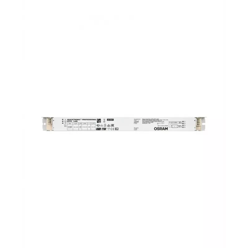 Elektrooniline liiteseade Osram QTP5 1X80, eluiga 100000 h, AC 198–264 V, 50/60 Hz, 40 A, -20–50 °C, 360×30×21 mm