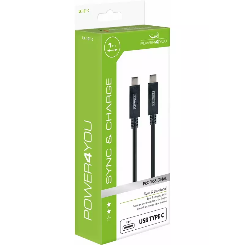 USB-kaabel Schwaiger LK 101 C USB 3.2 Gen 2 1 m Must