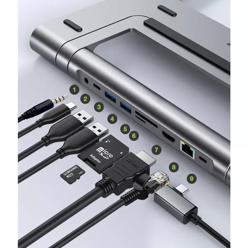 Techly ICA-NTB-DOCK91 juhtmega USB 3.2 Gen 1 (3.1 Gen 1) USB-C hõbedane