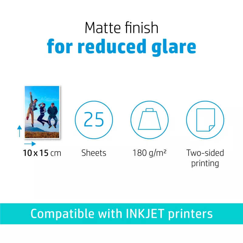HP matt fotopaber 180 g/m2 10 x 15 cm (101 x 152 mm) 25 lehte