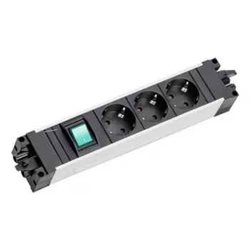 Pistikupesadega pikendusjuhe Bachmann STEP ALU 3-kohaline lülitiga, alumiiniumkestaga, 3x vahelduvvoolupistikut, 230 V, 16 A, IP20