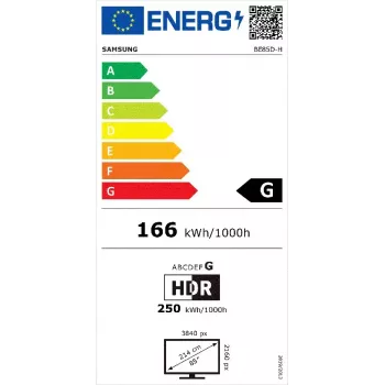 Samsung BE85D-H Digital signage lame panel 2,16 m (85 tolli) LED Wi-Fi 4K Ultra HD Must Tizen 16/7