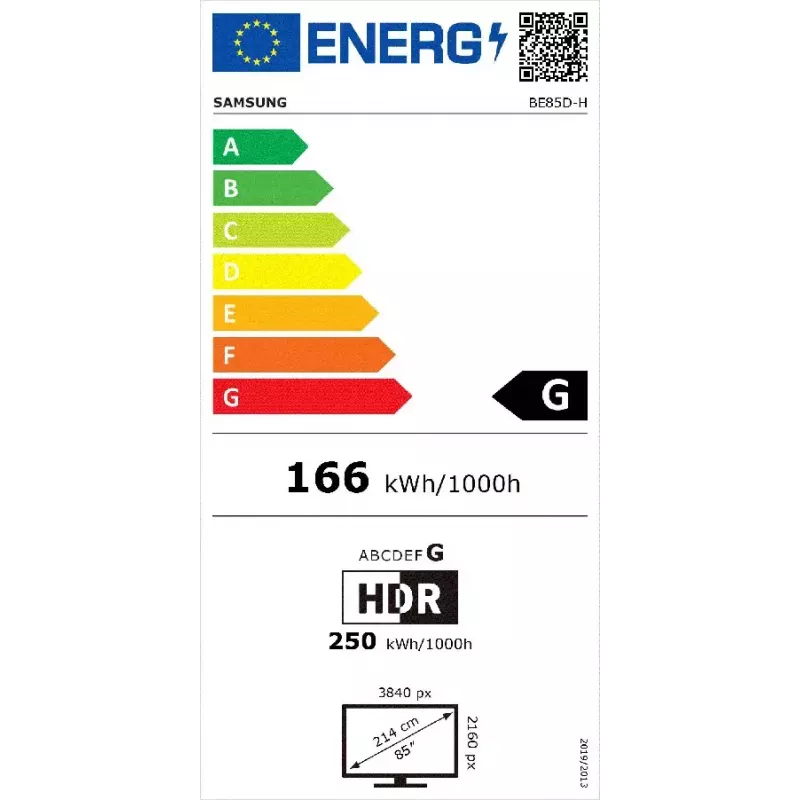 Samsung BE85D-H Digital signage lame panel 2,16 m (85 tolli) LED Wi-Fi 4K Ultra HD Must Tizen 16/7