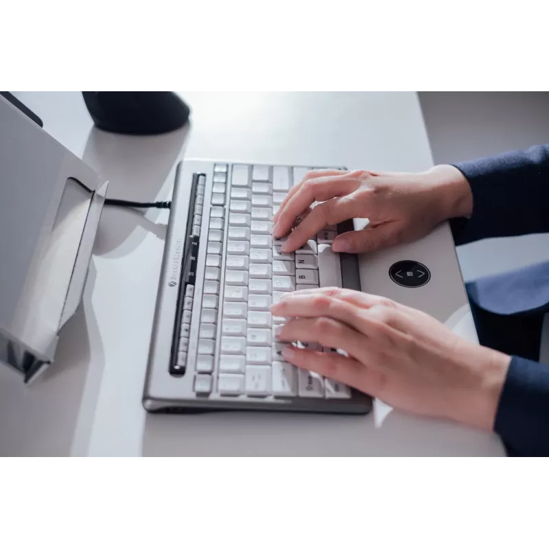 BakkerElkhuizen S-board 840 UK Qwerty, Tenkeyless (80–87%), juhtmega, USB, kääklülitiga, QWERTY, helehall, valge