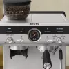 Espressomasin KRUPS XP801T poolautomaatne sisseehitatud veskiga, 3 l veepaak, 2 tassi väljastus, must/roostevaba teras