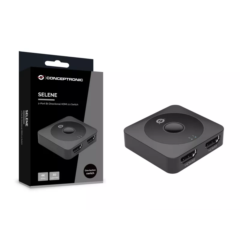 Conceptronic SELENE01B 2-pordiline kahesuunaline HDMI 2.0 lüliti, 4K60Hz