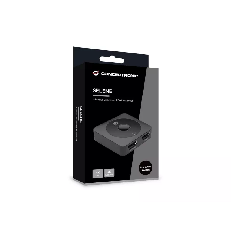 Conceptronic SELENE01B 2-pordiline kahesuunaline HDMI 2.0 lüliti, 4K60Hz