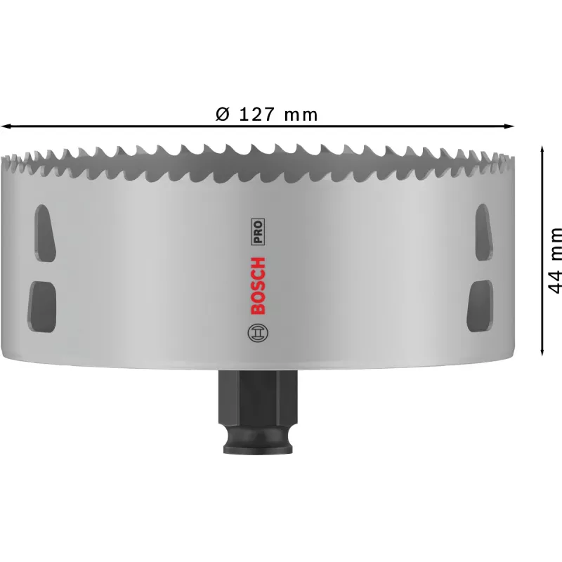 Bosch PRO Multi Material PC Plus, 44/127 mm, Üksik, Puur, Kipsplaat, Metall, Värviline metall, Plast, Okaspuit, Must, Hall, Koobalt-teras, Koobaltsulamiga kiirlõiketeras (HSS-Co)