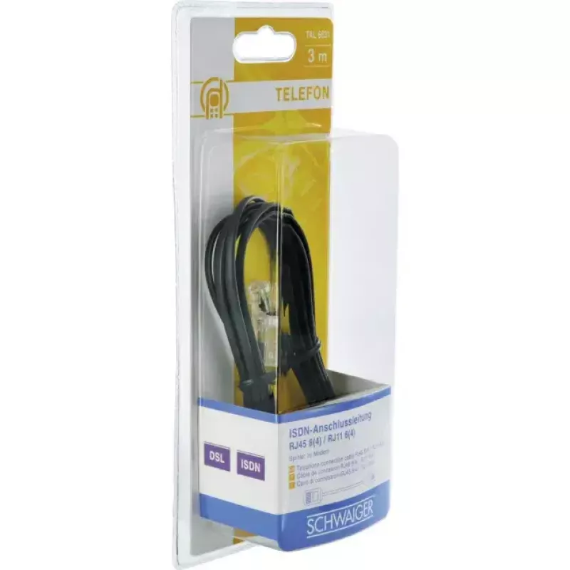 Võrgukaabel Schwaiger 3.0m RJ-11 - RJ-45 3m Must