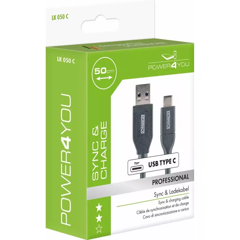 USB-kaabel Schwaiger LK 050 C USB 3.2 Gen 2 0.5 m USB A USB C Must