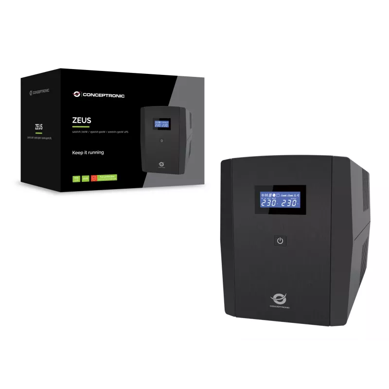 Conceptronic ZEUS03G 1200VA 720W UPS, UK pistikupesa x 4, HID USB, RJ45 sisse/välja, AVR