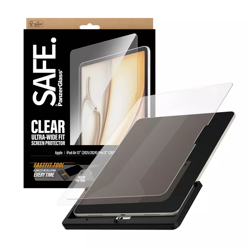 PanzerGlass SAFE. by ® ekraanikaitse iPad Air 13 tolli (2024-2026) | Pro 13 tolli (2024-2025) | ülilai sobivus koos Fastfit tööriistaga