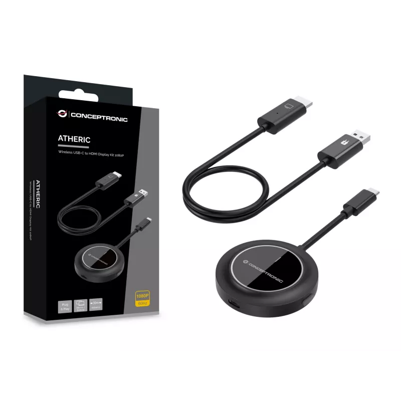 Conceptronic ATHERIC01B juhtmevaba USB-C-HDMI kuvakomplekt 1080P