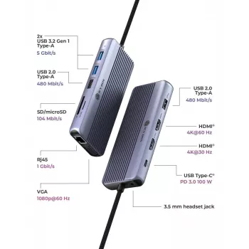 ICY BOX IB-DK4062-CPD juhtmega USB 3.2 Gen 1 (3.1 Gen 1) USB-C antratsiit