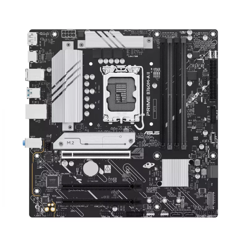 Emaplaat ASUS PRIME B760M-A II-CSM — Intel B760, LGA1700, microATX, DDR5, kuni 256GB, M.2/PCIe 4.0/SATA III, 2.5Gb Ethernet