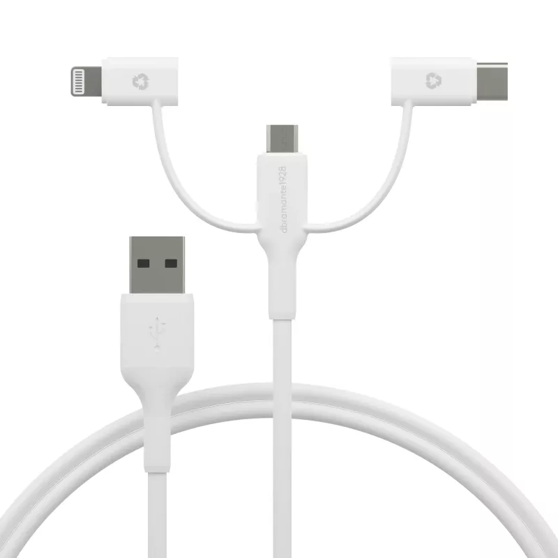 dbramante1928 re-charge - 3in1 kaabel–USB A to USB-A,C & Lightn-W