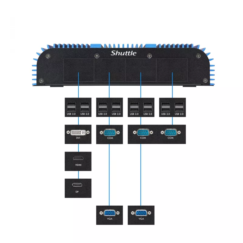 Shuttle BPCAL02-i5 tööstuslik Box-PC, Core i5-1235U, 2x SO-DIMM, 2x LAN, 1x COM, 1x HDMI, 4x USB, ventilaatorita, 24/7 pidev töö