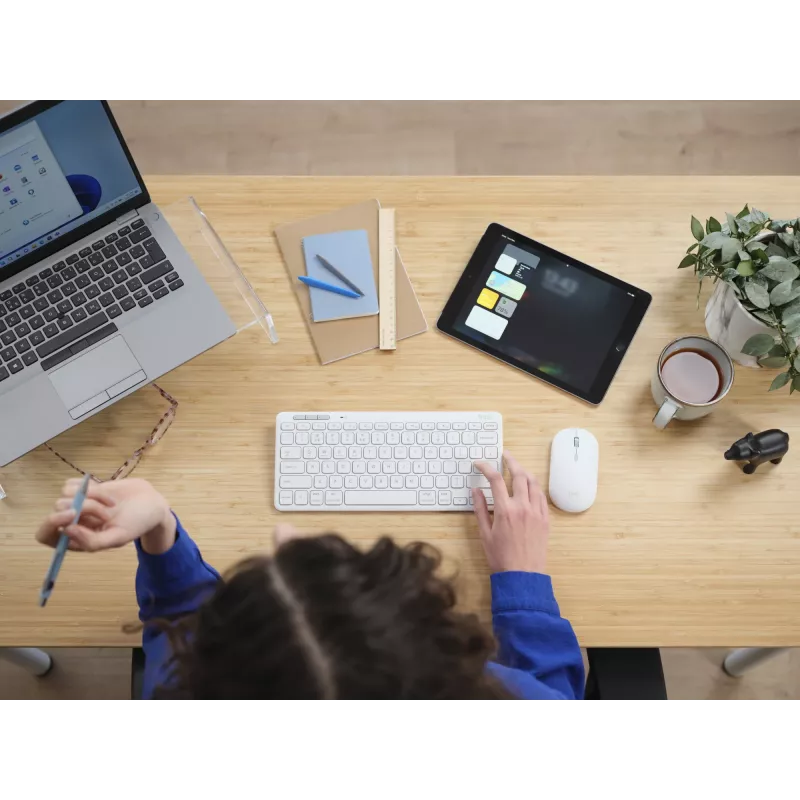 Klaviatuuri ja hiire komplekt TRUST Lyra Mini Wireless QWERTZ (RF + Bluetooth) valge, saksa paigutusega