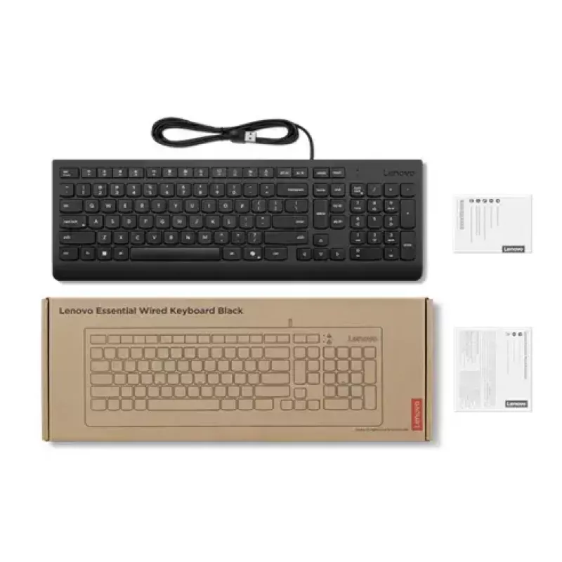 Juhtmega täissuuruses USB-klaviatuur Lenovo 4Y41R64642 — taani paigutus, 105 klahvi, must