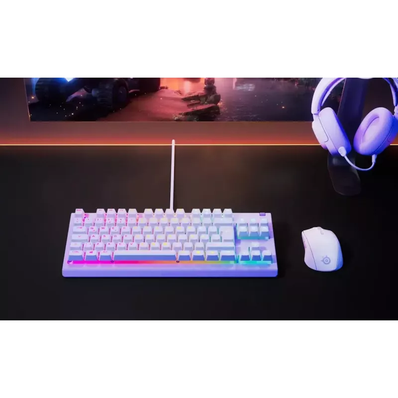Mehaanilise stiiliga TKL-mänguriklaviatuur STEELSERIES Apex 3 TKL US RGB-taustvalgustusega, numbriklahvideta, US-paigutus