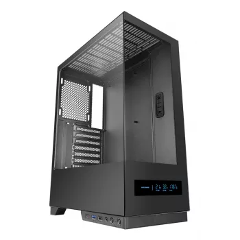 PC-korpus TACENS MARS MC-PULSAR LCD ATX Midi Tower, karastatud klaas, eesmine LCD, USB-C, toetab GPU-d 33,2 cm