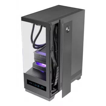 PC-korpus TACENS MARS MC-PULSAR LCD ATX Midi Tower, karastatud klaas, eesmine LCD, USB-C, toetab GPU-d 33,2 cm